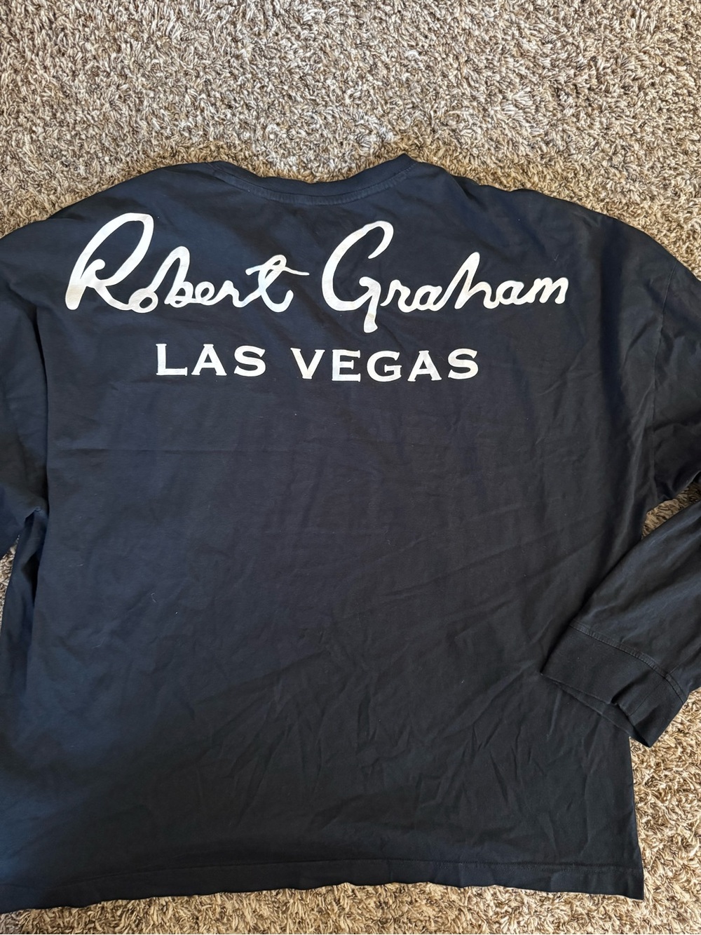 Robert Graham Black Long-Sleeve Shirt with White Script 'Las Vegas'